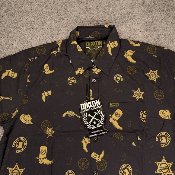 Dixxon Flannel Company Shirt Mens XL Black Western V-Twin Visionary Cowboy Boot - Picture 2 of 8